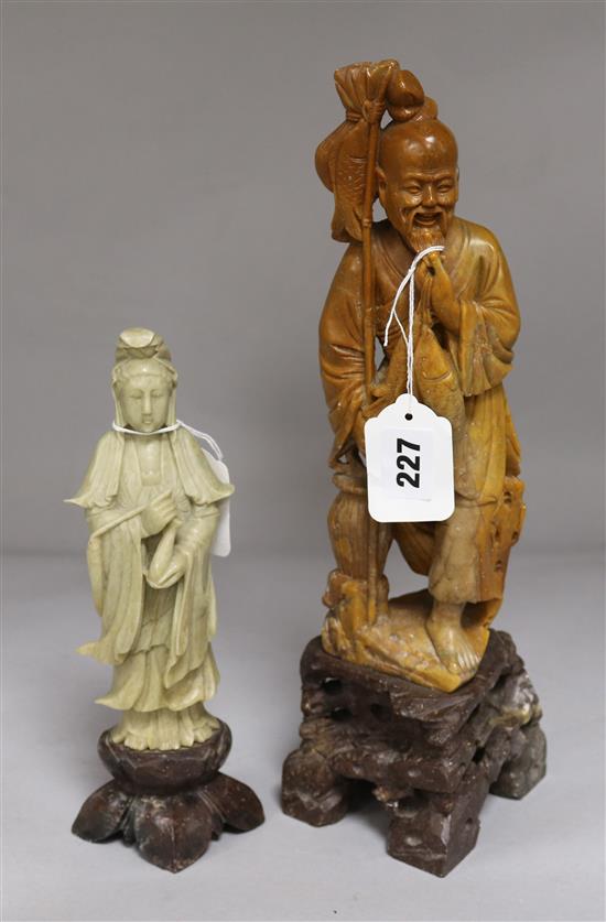 Two Chinese soapstone figures